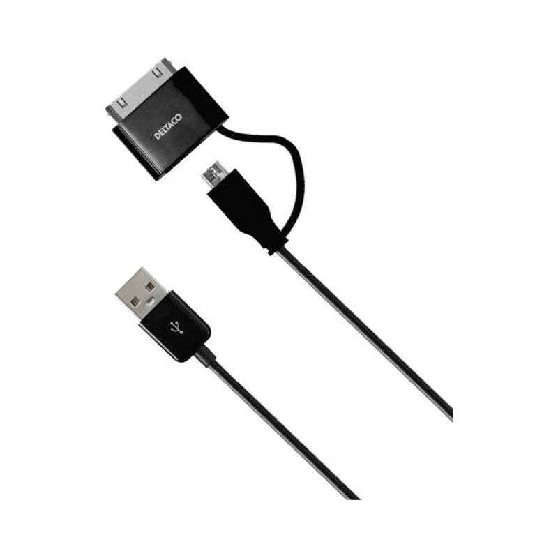 USB-kabel med adapter fra Type Micro-B hun - 1m