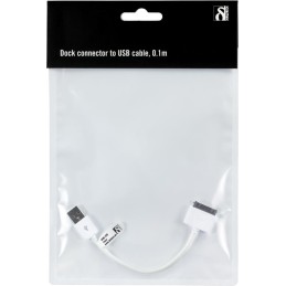 USB-kabel med dockstik for at oplade og synkronisere din iPod, iPhone eller iPad, 0,1m, hvid