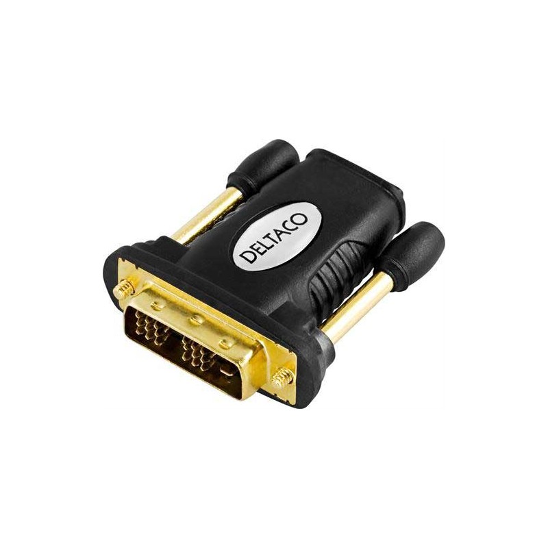 HDMI-adapter, HDMI 19-pin hun til DVI-D Single Link han, guldpletteret