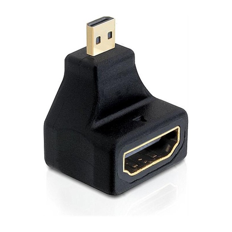 HDMI 19-pin han til HDMI 19-pin hun, vinklet,sort
