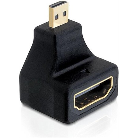 HDMI 19-pin han til HDMI 19-pin hun, vinklet,sort