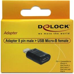 DeLOCK adapter, Lightning han til USB Micro-B hun, sort