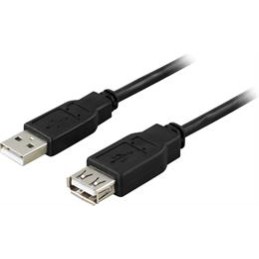 USB 2.0 kabel - A-han - A-hun - sort