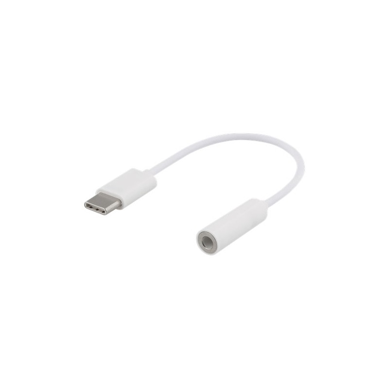 USB-C til 3,5mm stereo adapter, 10cm, hvid