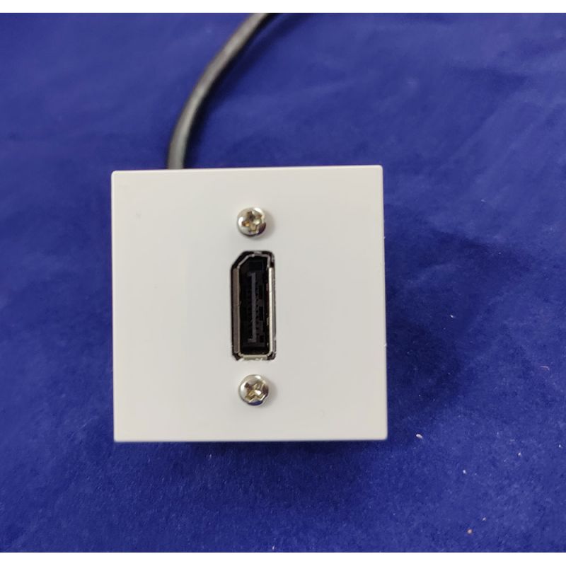Displayport udtag - 15cm ledning - 2 modul - HVID