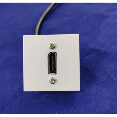 Displayport udtag - 15cm ledning - 2 modul - HVID