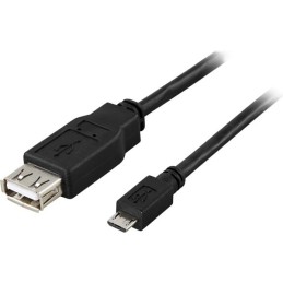 USB-adapter Type A hun - Type Micro B han, OTG, 0,2m, sort